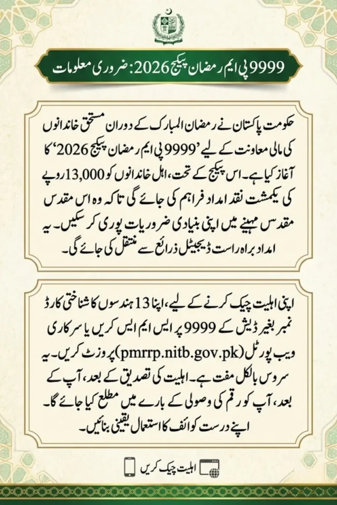 9999 PM Ramzan Package Rs 13,000 List 2026 Check Your Name Online via CNIC