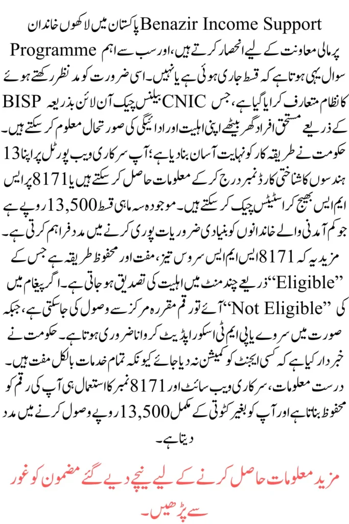 BISP Balance Check Online by CNIC – Complete Guide to 8171 SMS and Payment Status Verification