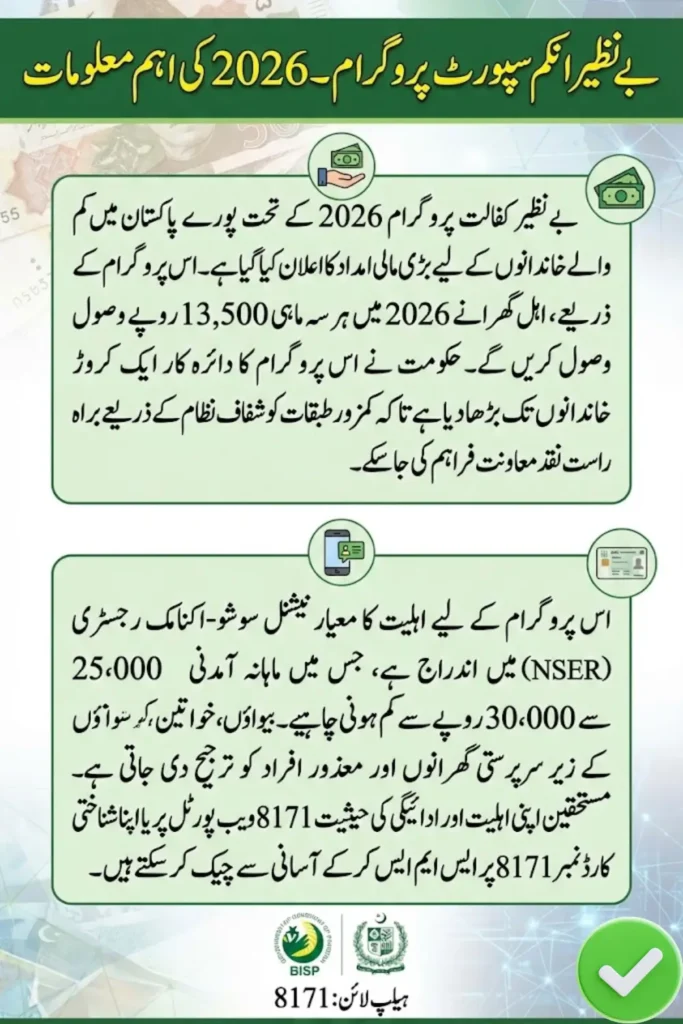 BISP Installment Rs13,500 2026 Complete Eligibility 8171 Check and Registration Guide