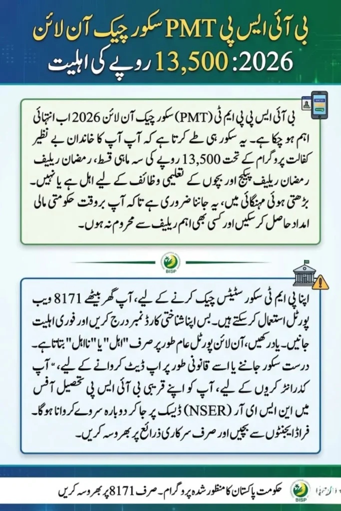 BISP PMT Score Check Online 2026 via 8171 Portal Complete Guide to Eligibility and Survey Update