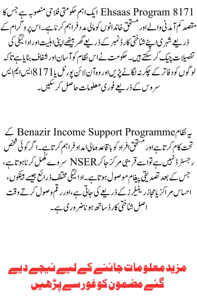 Ehsaas Program 8171 Online CNIC Check Complete Guide for 2026