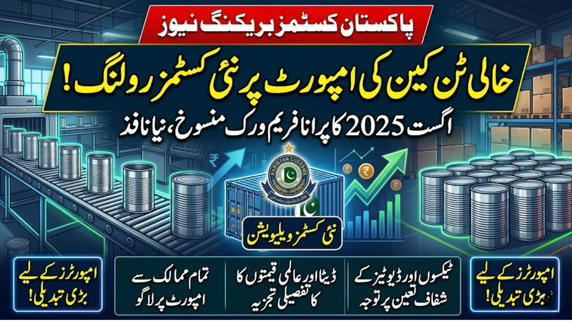 Pakistan Customs Updates Valuation of Empty Tin Cans